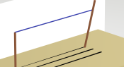 Slanted pole with wire on side