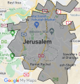 Rough drawing of Yerushalayim's shape on Google maps
